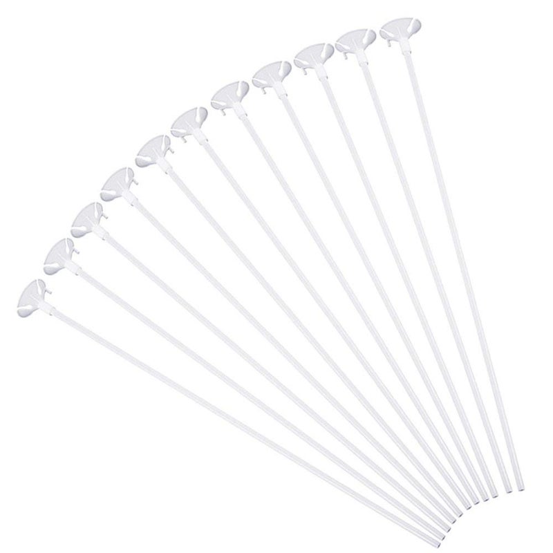 Pllieay 50 Pieces Plastic White Balloon Sticks with Cups for Party, Valentine's Day, Wedding, Anniversary Decoration - Image 1